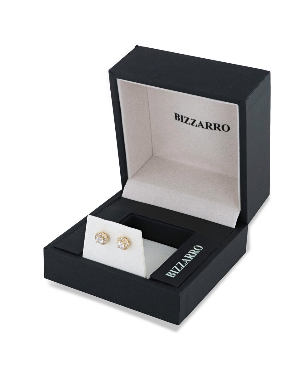 Aretes cortos Joyerias Bizzarro de oro 14 K con acabado brillante zirconia
