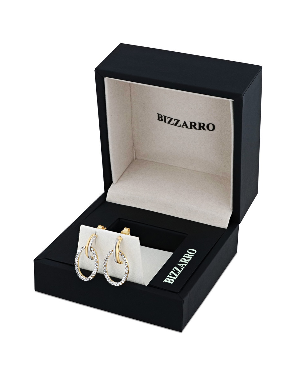 Aretes cortos Joyerias Bizzarro de oro rosa 10 K con acabado brillante zirconia