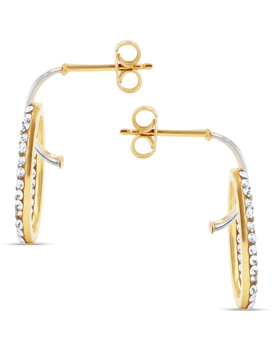 Aretes cortos Joyerias Bizzarro de oro rosa 10 K con acabado brillante zirconia