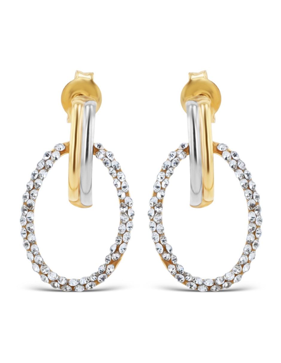 Aretes cortos de oro rosa 10 K con acabado brillante zirconia