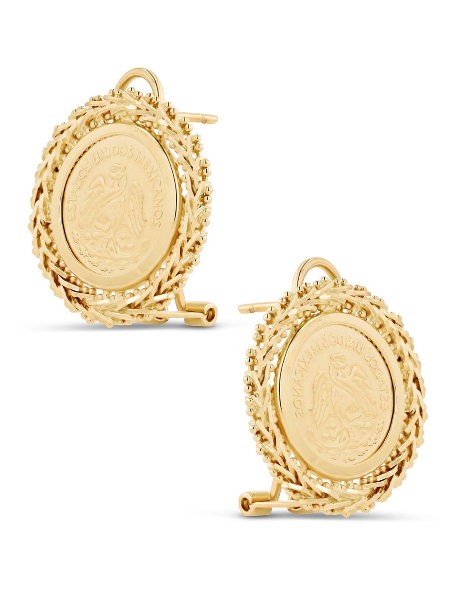 Aretes cortos de oro 14 K con acabado brillante 4