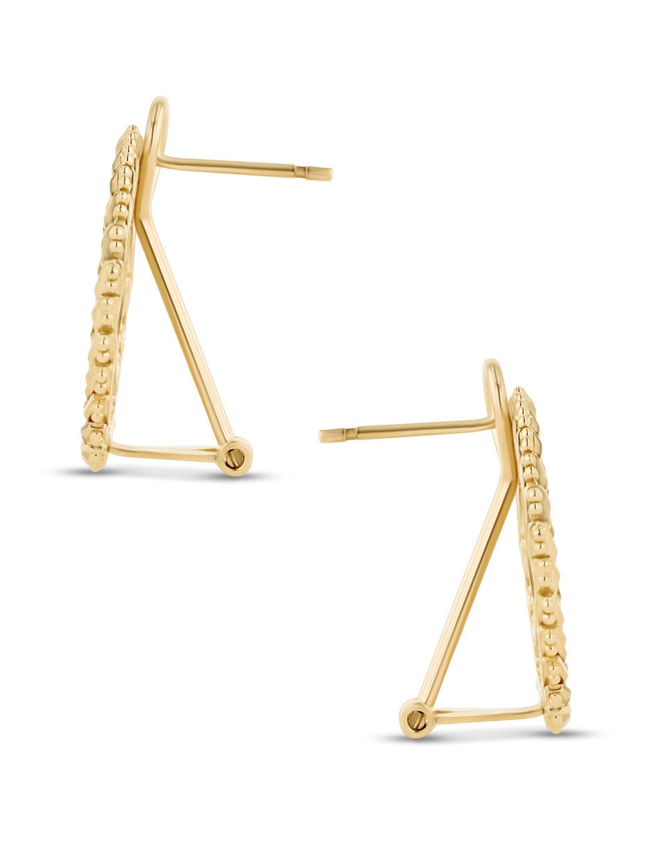 Aretes cortos de oro 14 K con acabado brillante 2