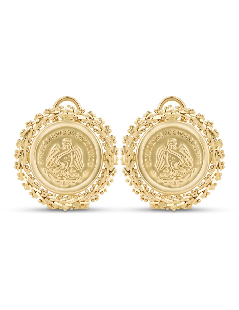 Aretes cortos de oro 14 K con acabado brillante