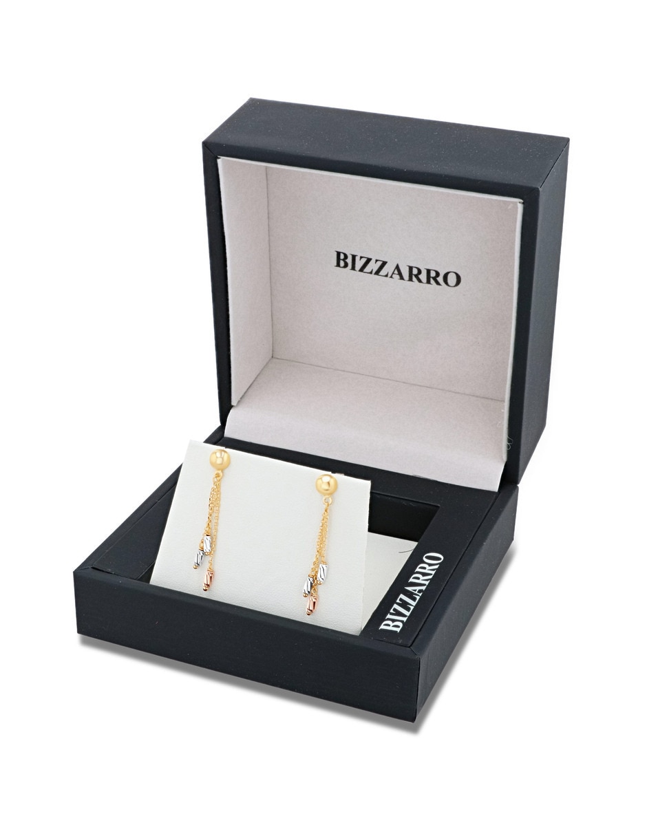 Aretes largos de eslabones de oro 14 K con acabado brillante 4