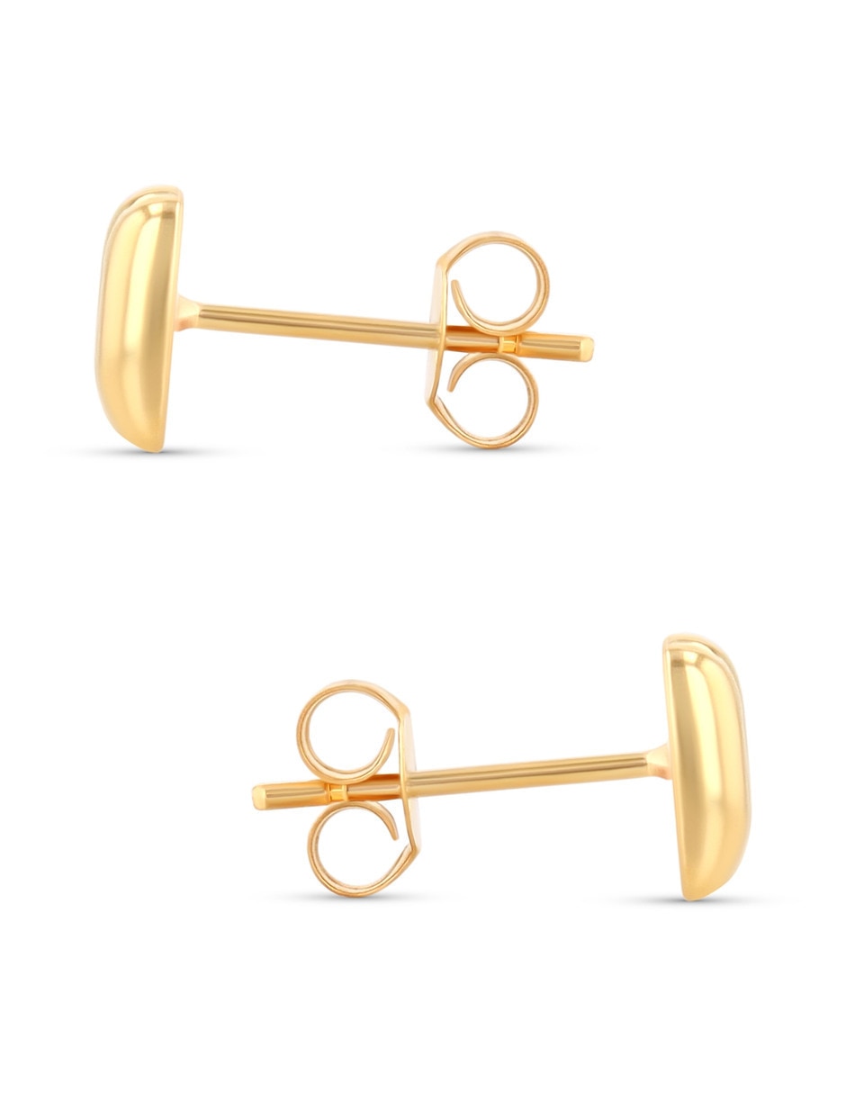 Aretes cortos de Letra M Joyerias Bizzarro de oro rosa 10 K con acabado brillante
