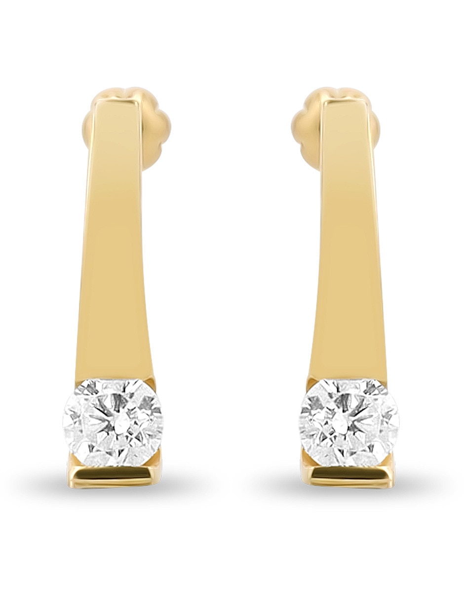 Aretes cortos de oro rosa 10 K con acabado brillante zirconia Aretes cortos de oro rosa 10 K con acabado brillante zirconia