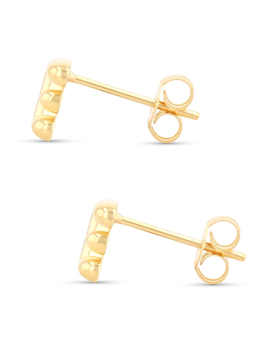 Aretes cortos de letra E Joyerias Bizzarro de oro rosa 10 K con acabado brillante