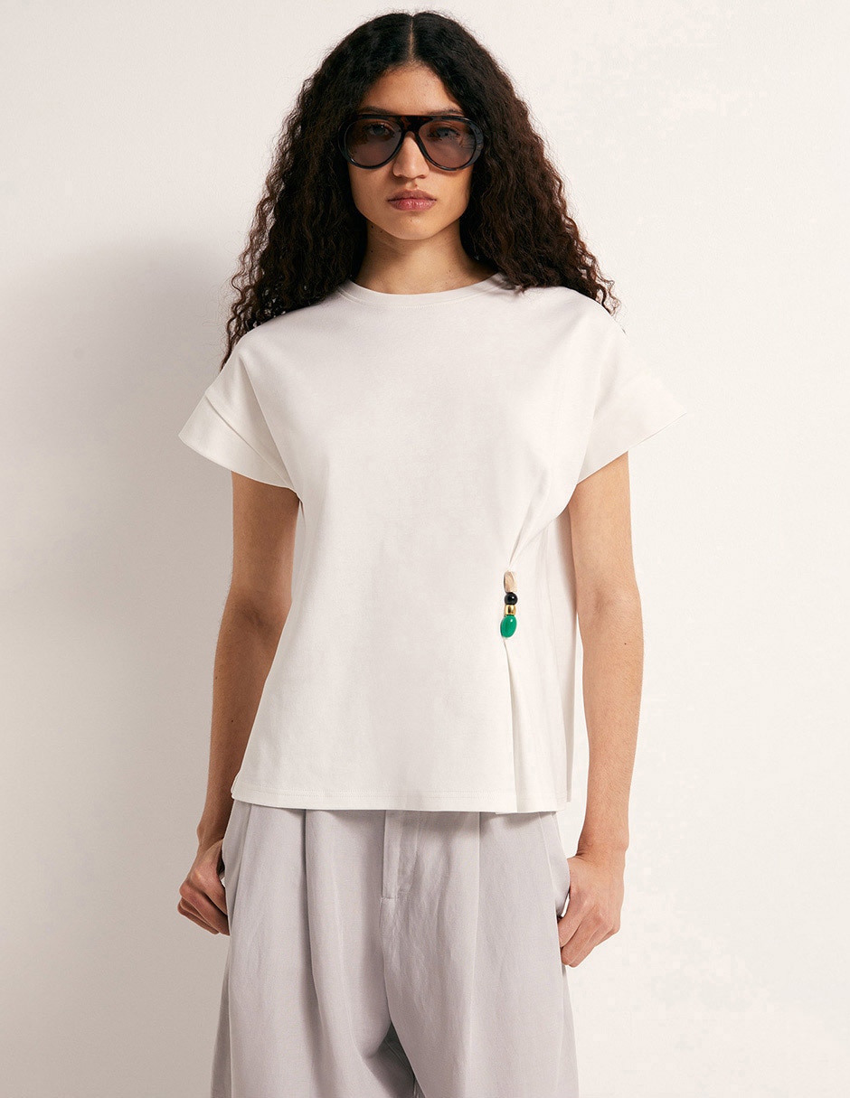 Playera manga corta cuello redondo para mujer