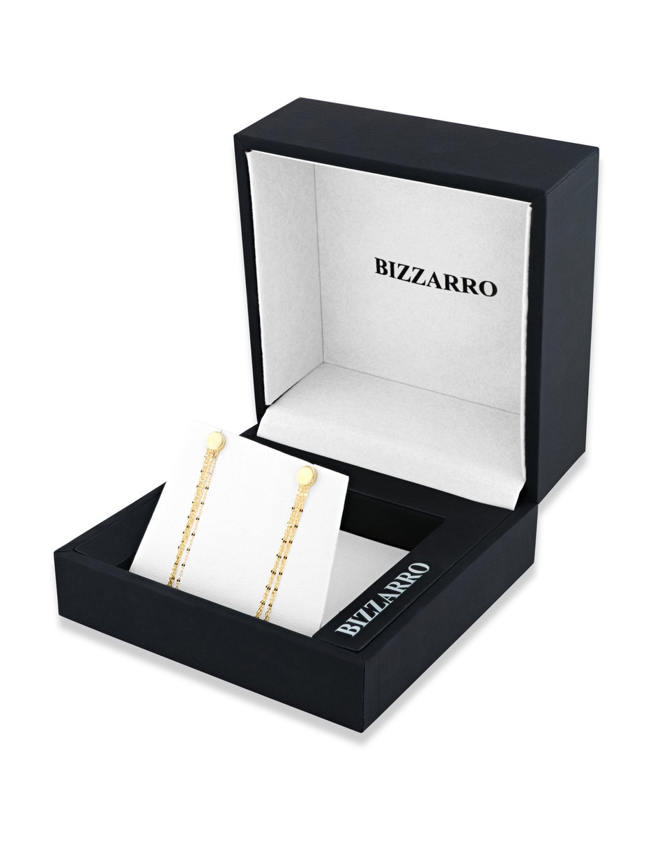 Aretes largos de Eslabones Joyerias Bizzarro de oro rosa 14 K con acabado brillante