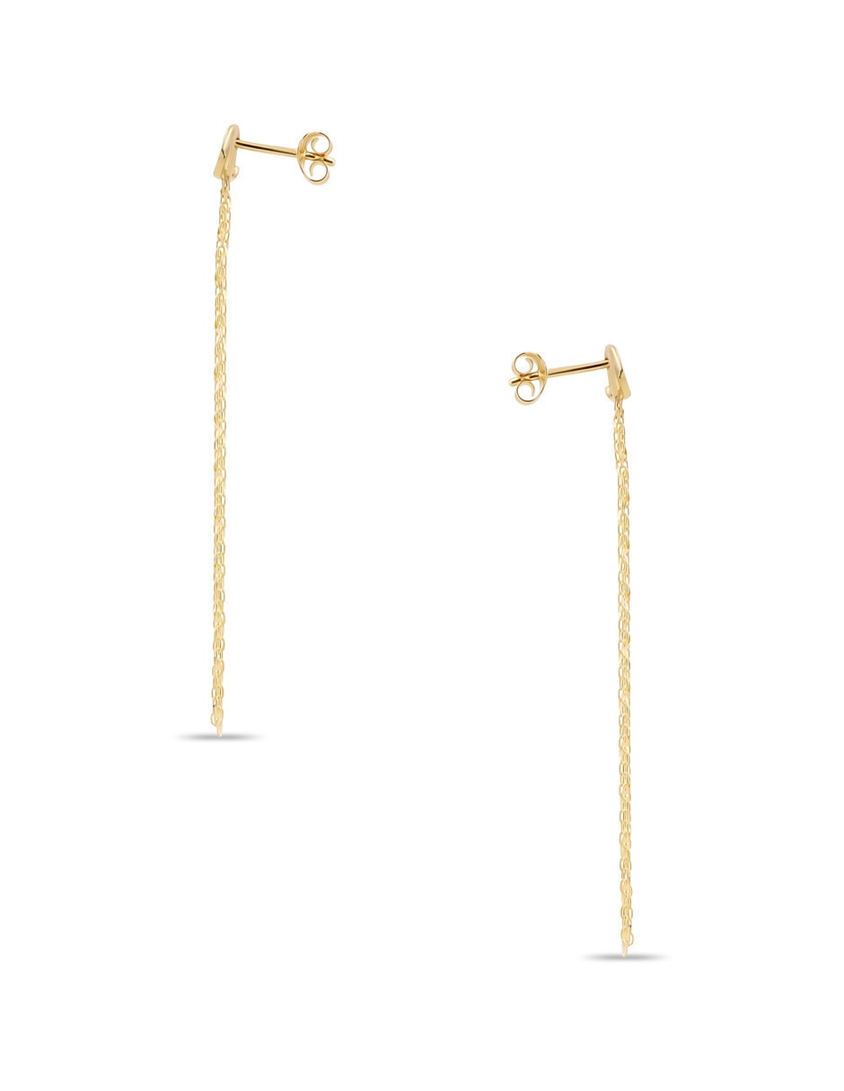 Aretes largos de Eslabones Joyerias Bizzarro de oro rosa 14 K con acabado brillante