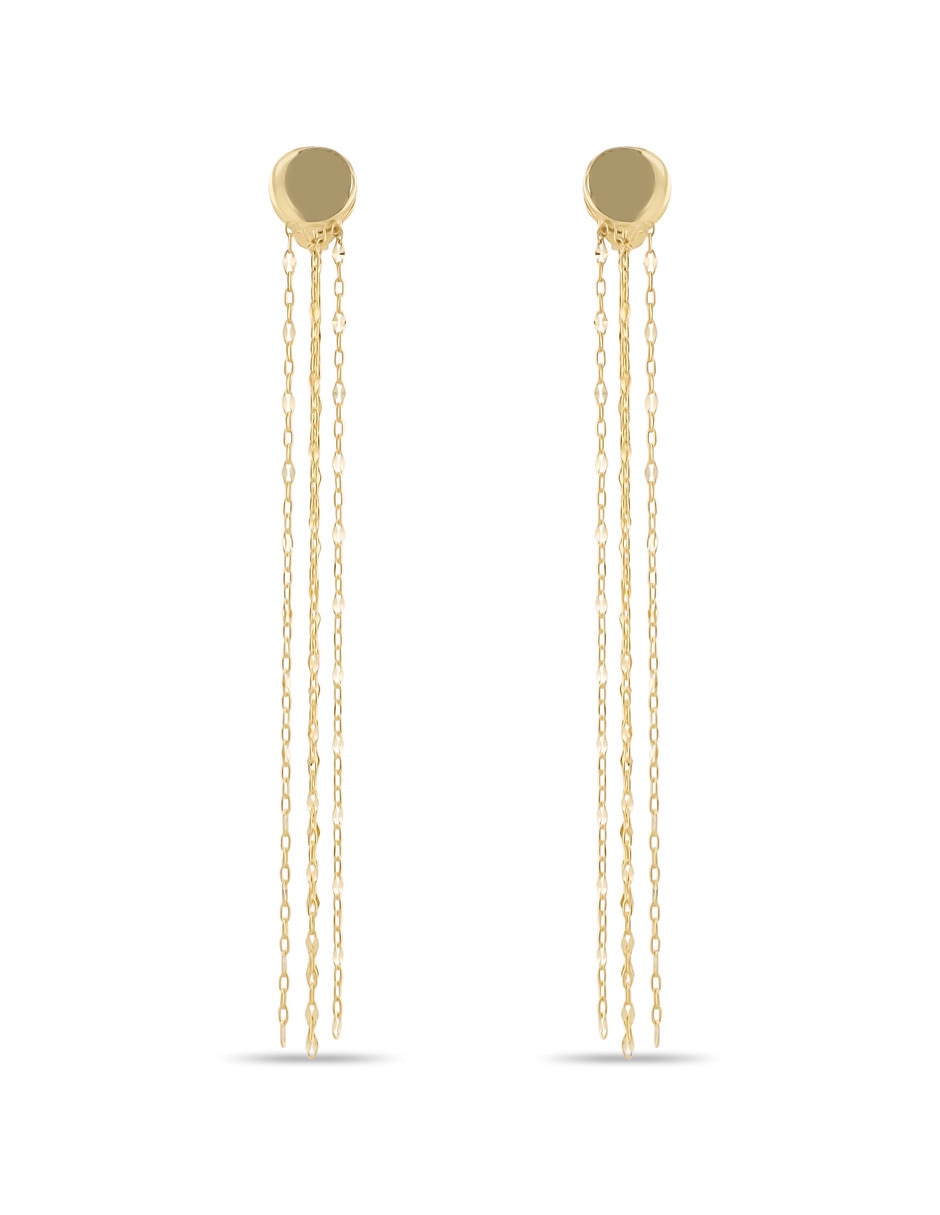 Aretes largos de Eslabones Joyerias Bizzarro de oro rosa 14 K con acabado brillante