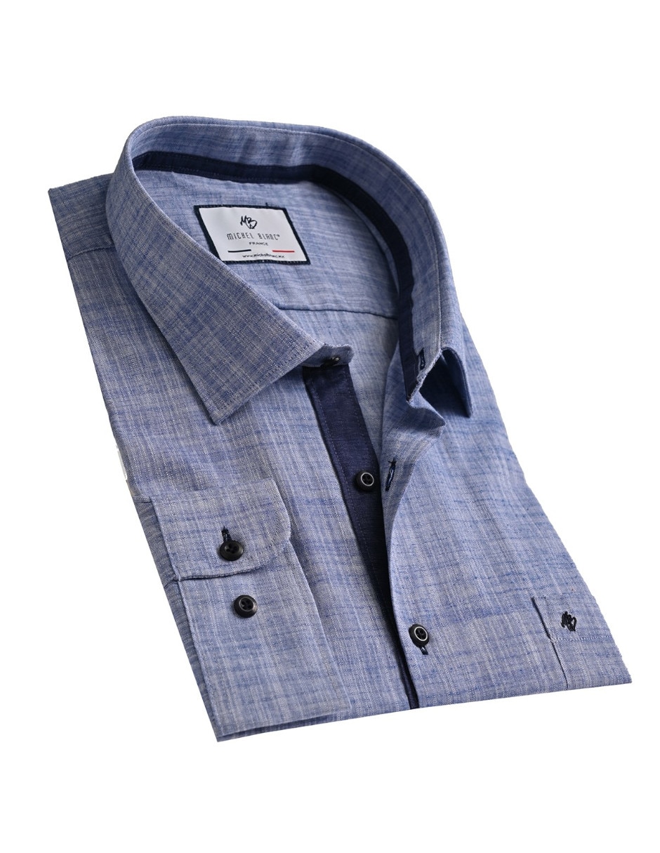Camisa casual michel blanc de algodón manga larga para hombre