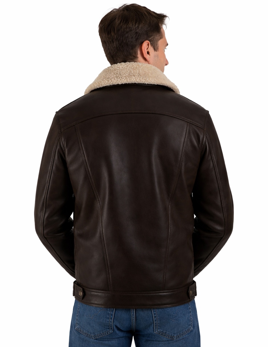 Chamarra Wrangler de piel con bolsillos para hombre