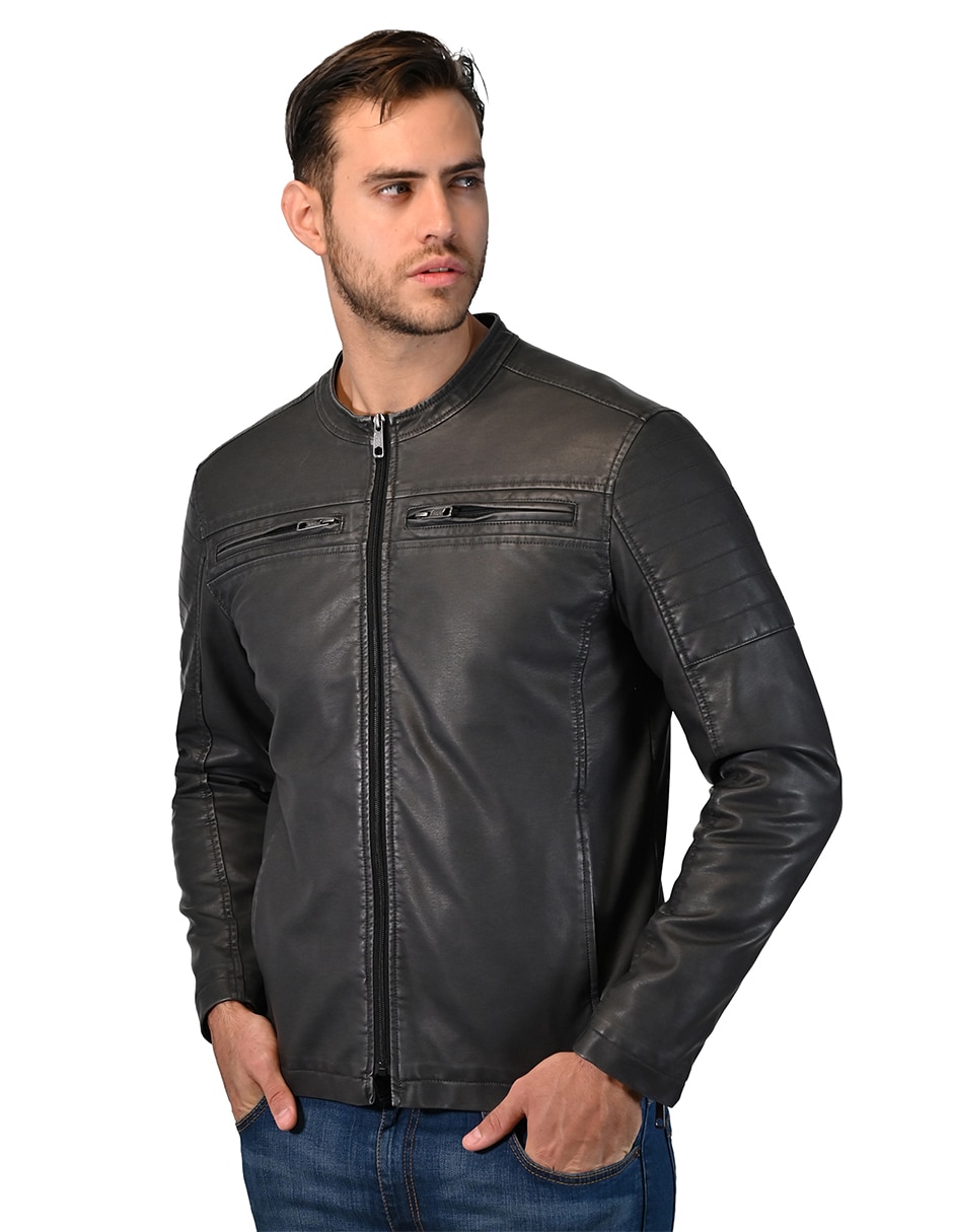 Chamarra casual leecon bolsillos para hombre