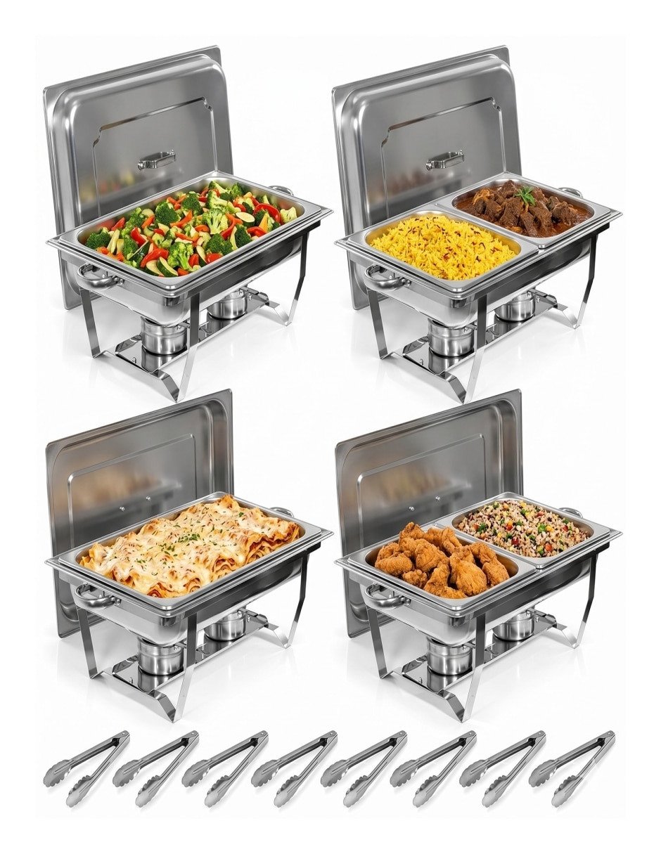 Kit/Chafer bufetera de Acero inoxidable Bufetera 4 compartimento/compartimentos 2