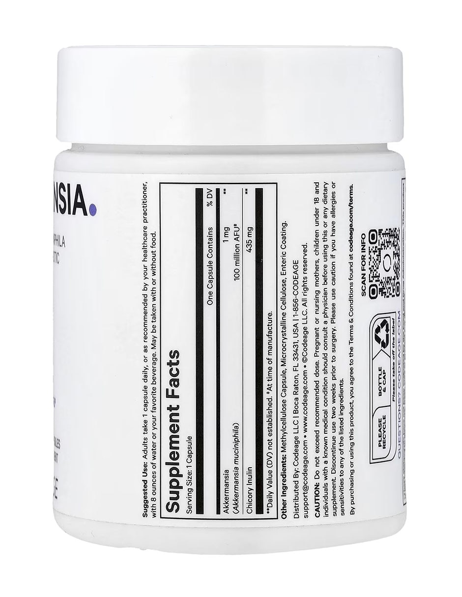 Akkermansia con inulina (FOS) orgánica (proveniente del agave azul) de 90 cápsulas 2