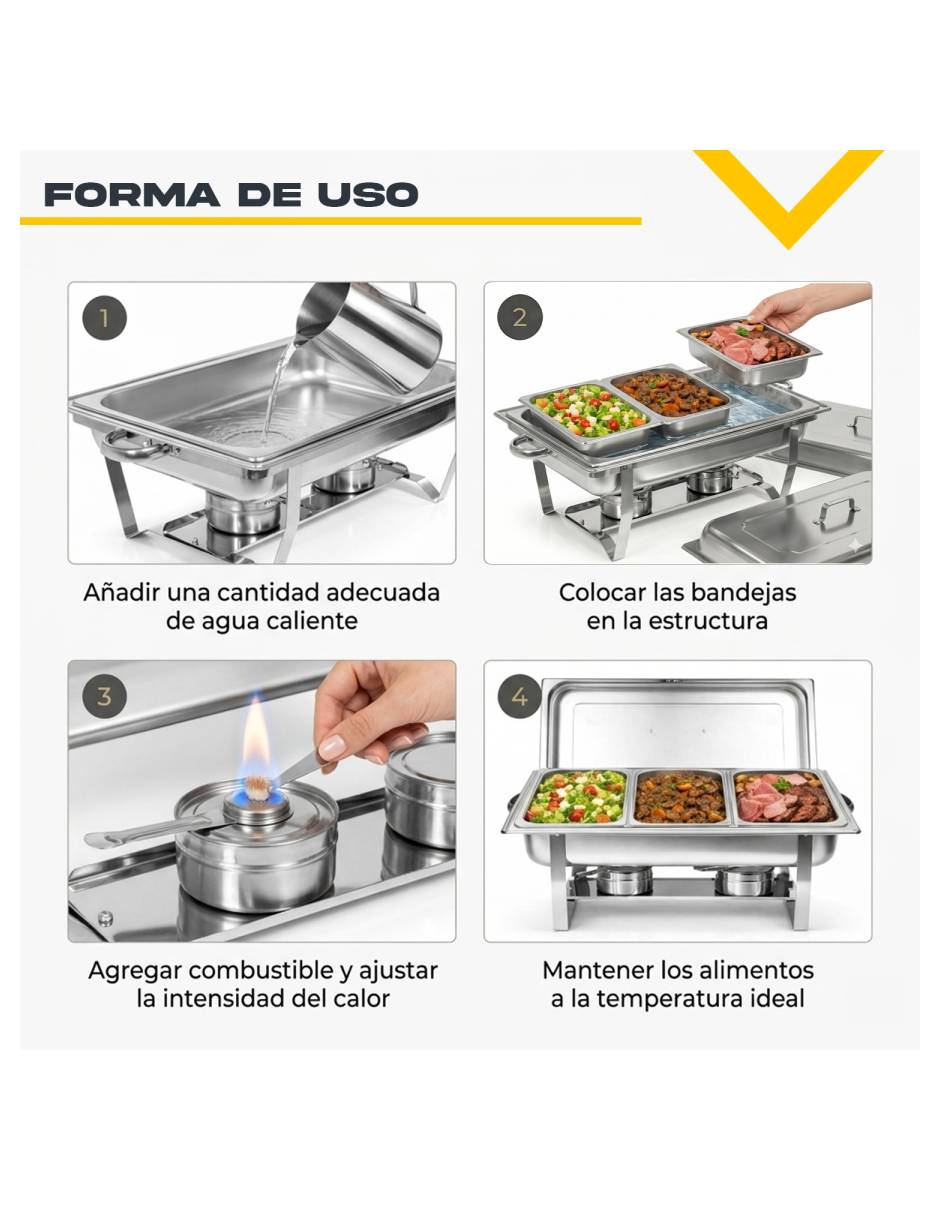 Bufetera de acero inoxidable bufetera 3 compartimento/compartimentos 2
