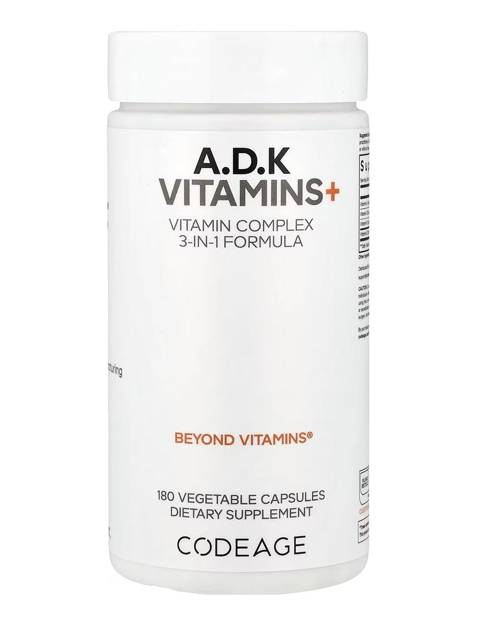 Vitaminas a d k+ 180 cápsulas codeage con vitamina d de