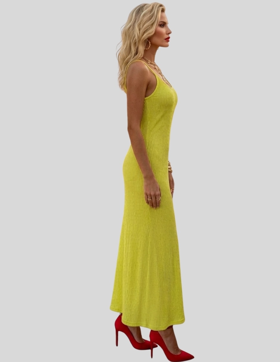 Midi casual malabis vestido largo mujer acanalado corte recto con caída suelta para mujer