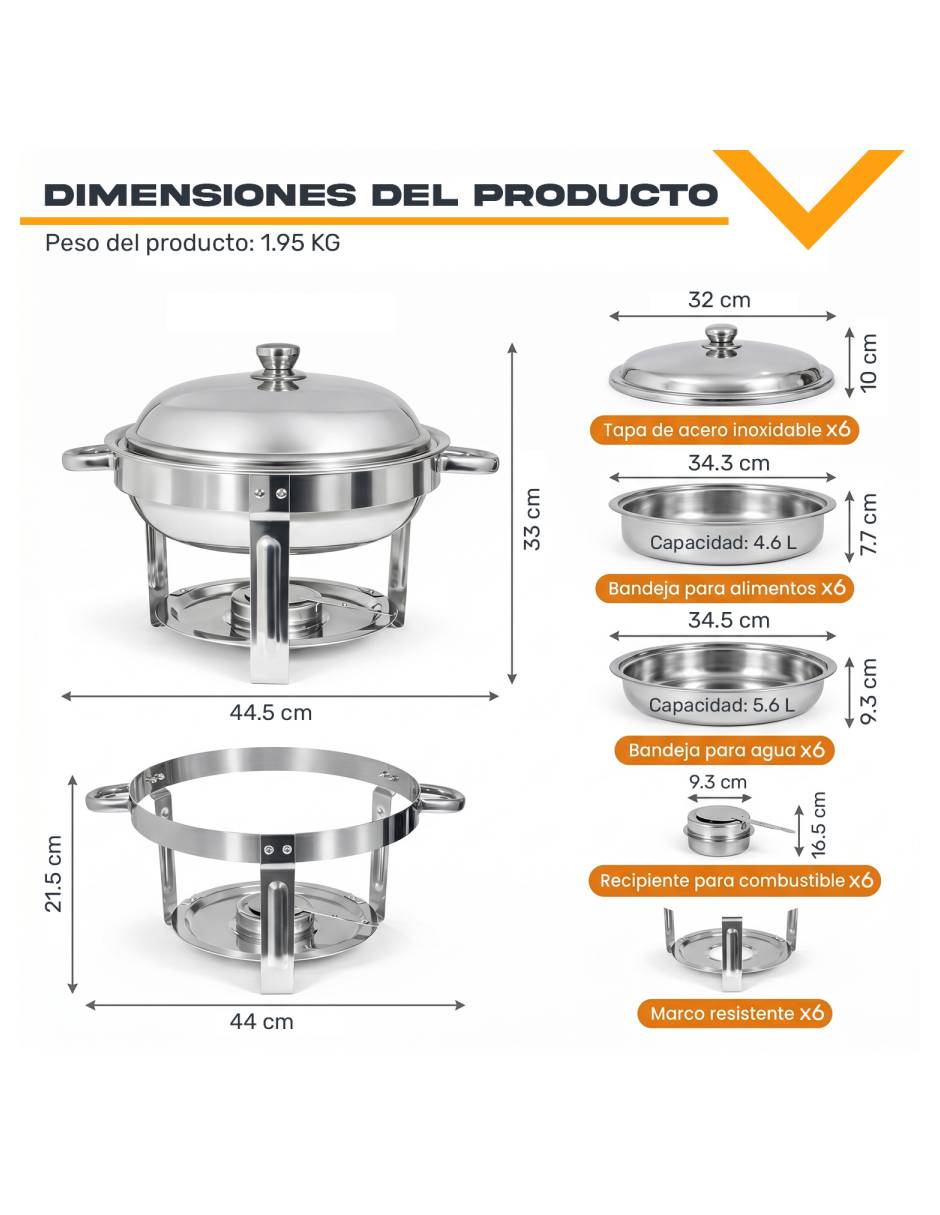 Kit buffetera de acero inoxidable 7