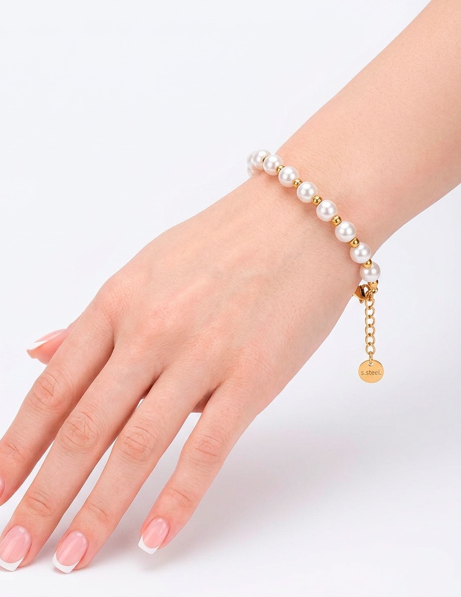Ana maria mexico de acero inoxidable 14 k pulsera clásica elegante con acabado
