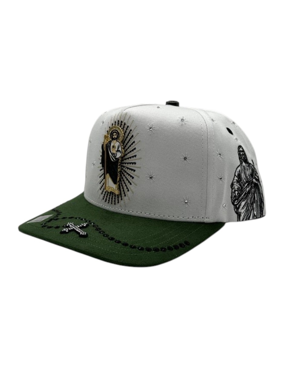 Gorra visera curva snapback casual Big Boss San Judas Cristal White para hombre