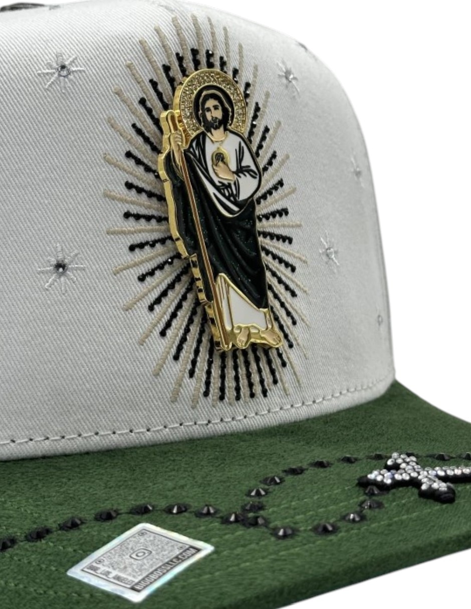 Gorra visera curva snapback casual Big Boss San Judas Cristal White para hombre