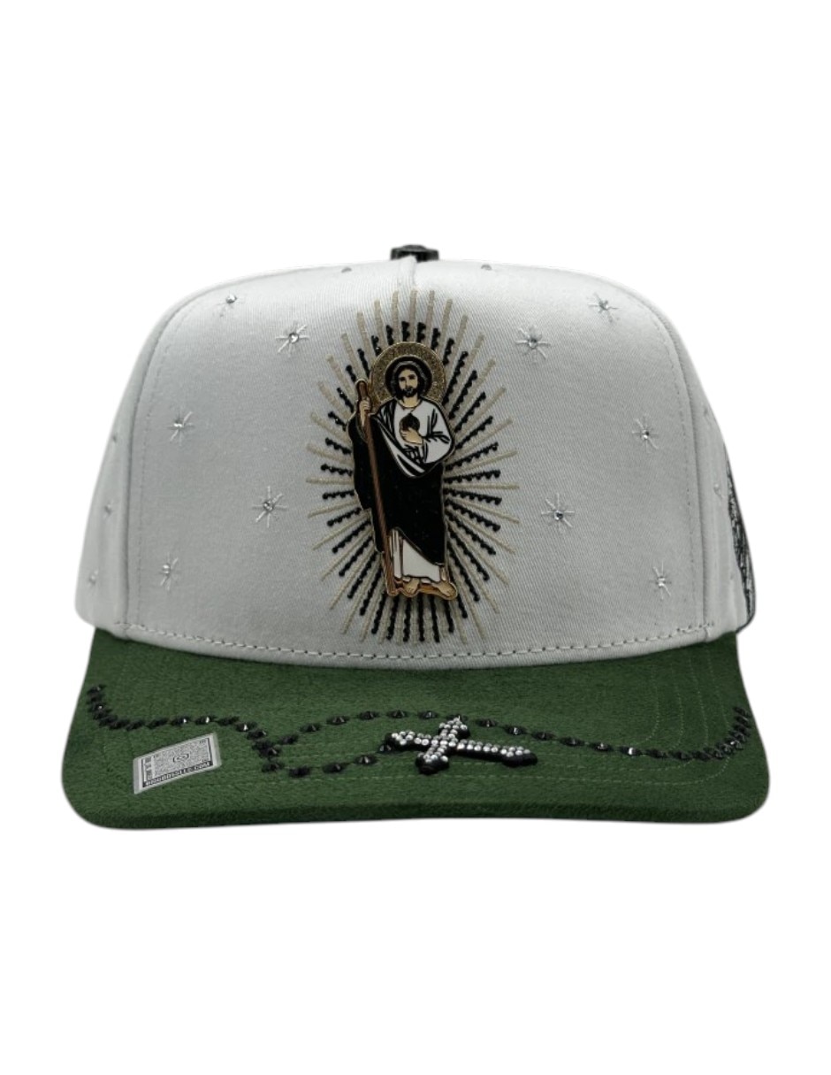 Gorra visera curva snapback casual San Judas Cristal White para hombre