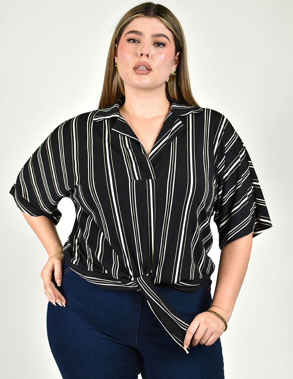 Blusa manga al codo para mujer