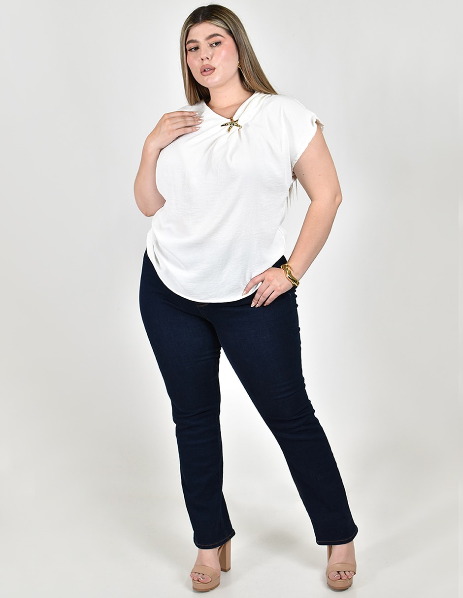 Blusa Roman Fashion manga corta para mujer