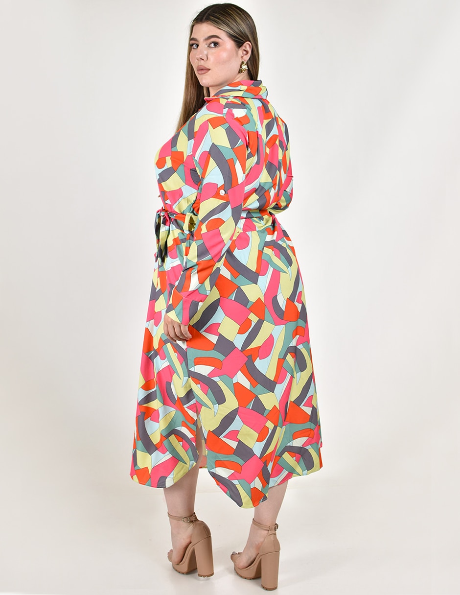 Vestido camisero midi casual Roman Fashion para mujer