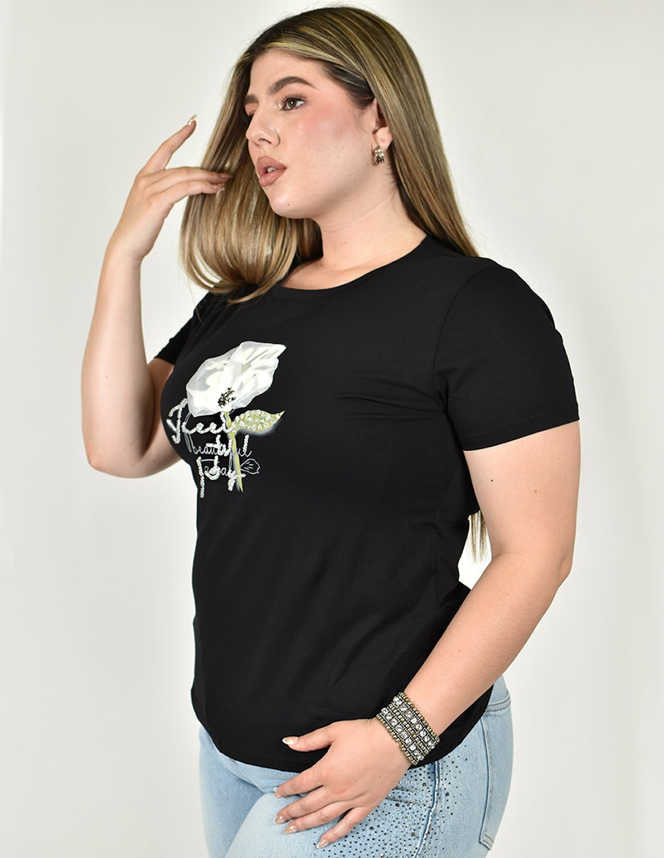 Playera manga corta cuello redondo para mujer 3