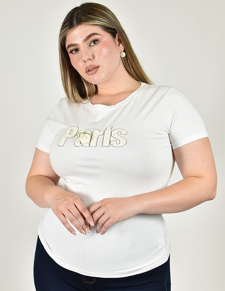 Playera manga corta cuello redondo para mujer Playera manga corta cuello redondo para mujer