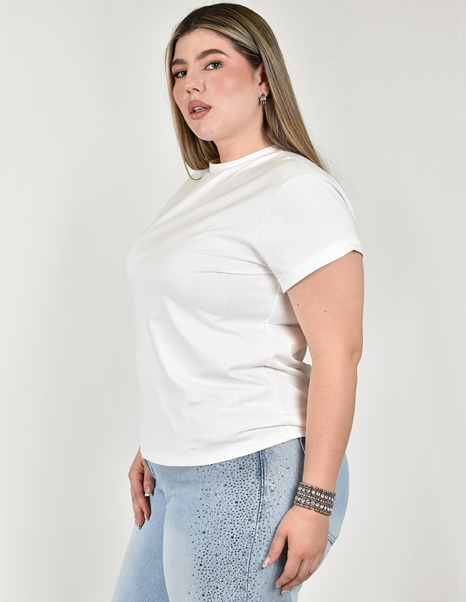Playera manga corta cuello redondo para mujer 2