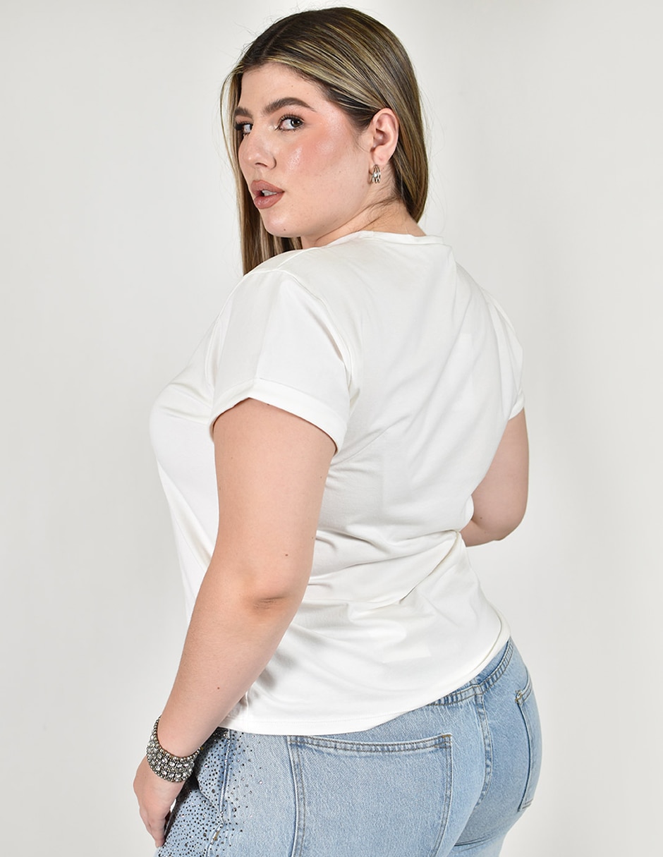 Playera manga corta cuello redondo para mujer 5
