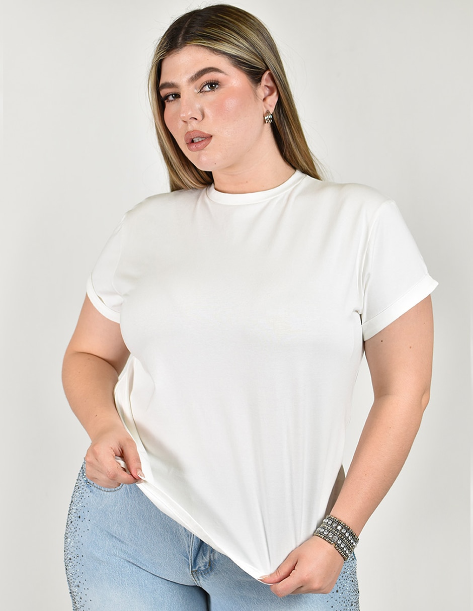 Playera manga corta cuello redondo para mujer