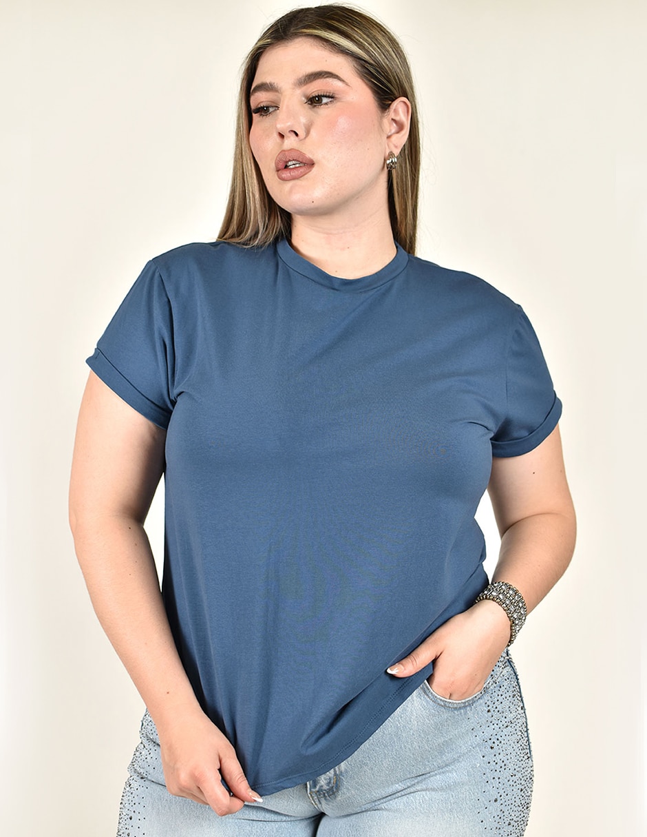 Playera manga corta cuello redondo para mujer