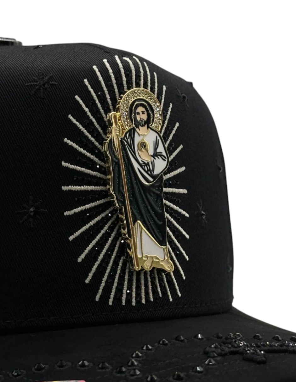 Gorra visera curva snapback casual big boss san judas cristal black para hombre
