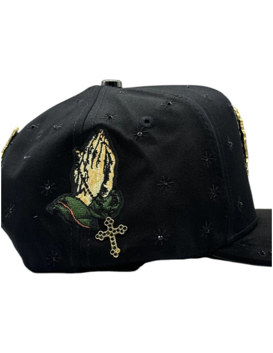 Gorra visera curva snapback casual san judas cristal black para hombre 7
