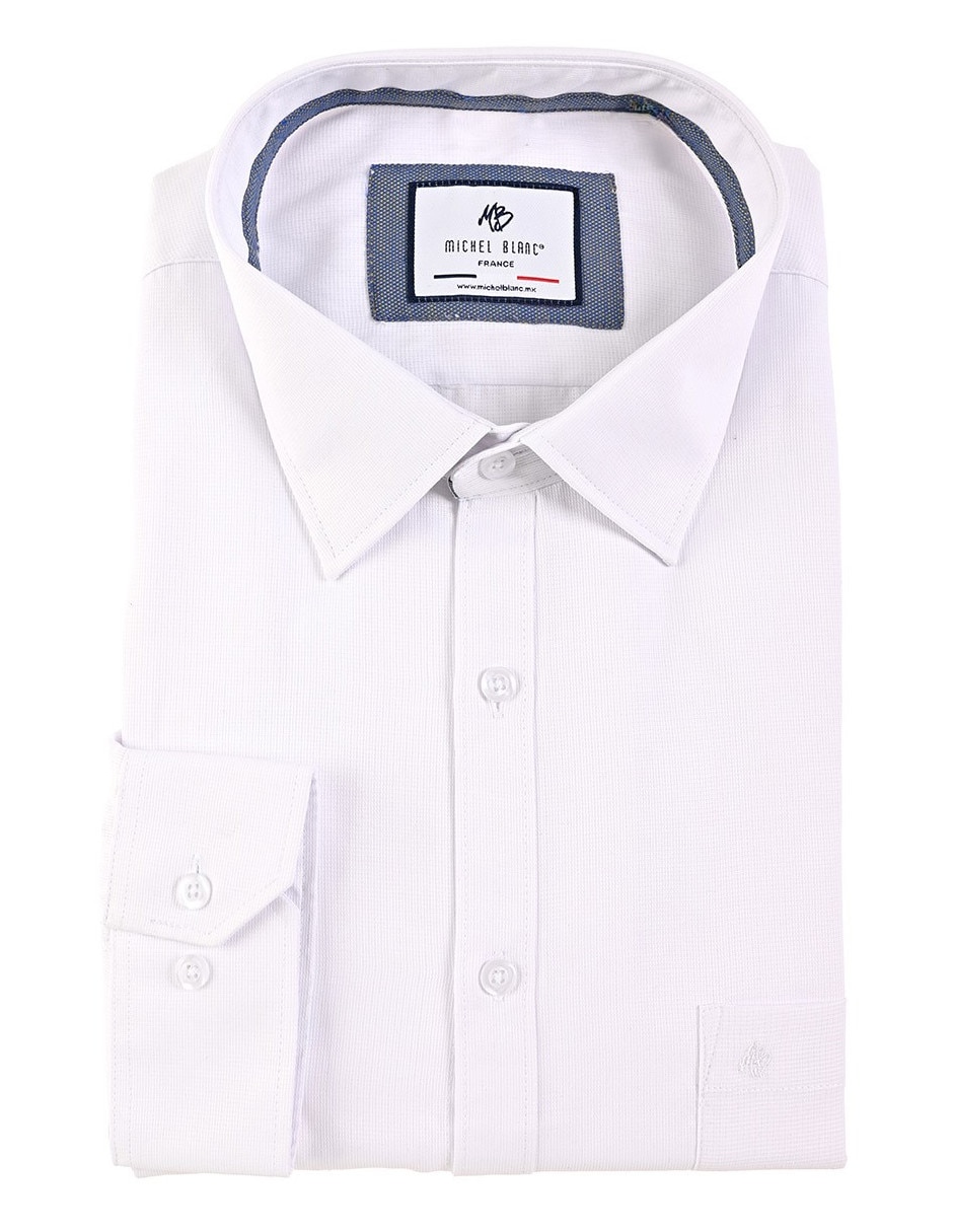 Camisa casual michel blanc manga larga para hombre