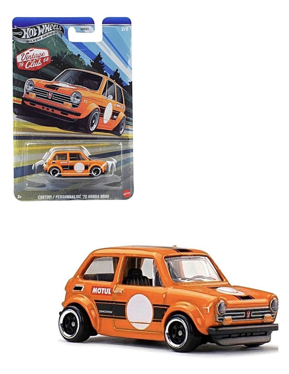 Figura hot wheels vintage club 1968 custom 70 honda n600 estándar mattel