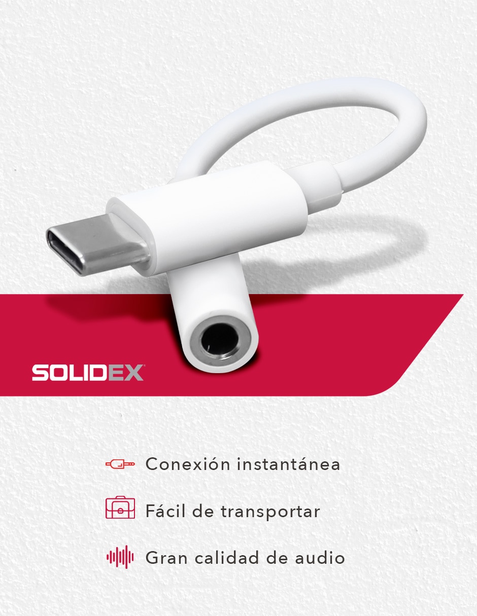 Cable usb mini c solidex a tipo auxiliar 3.5 mm de 1 m