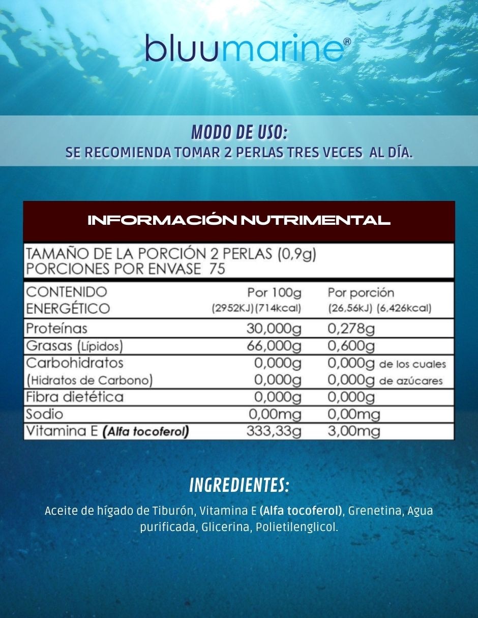 Dúo Perlas Higado de tiburón Bluumarine Suplemento Alimenticio 300 cápsulas 5