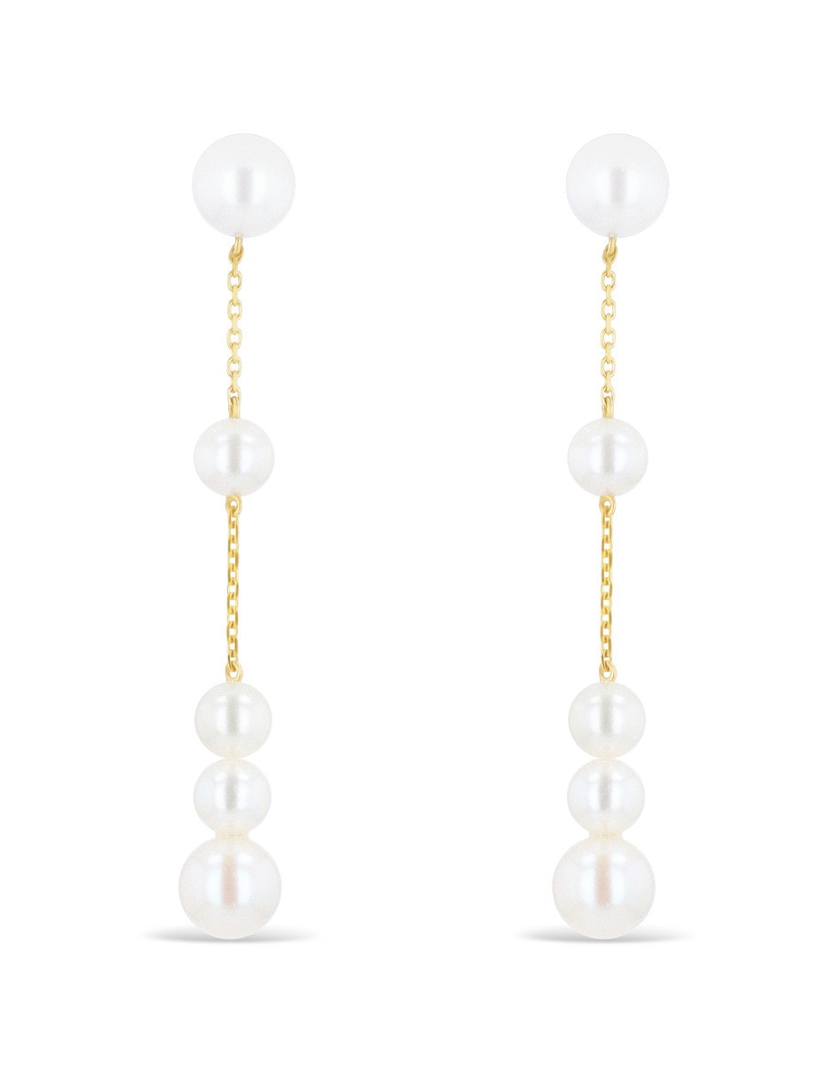 Largos de perla taza de oro amarillo 14 k con acabado brillante perla
