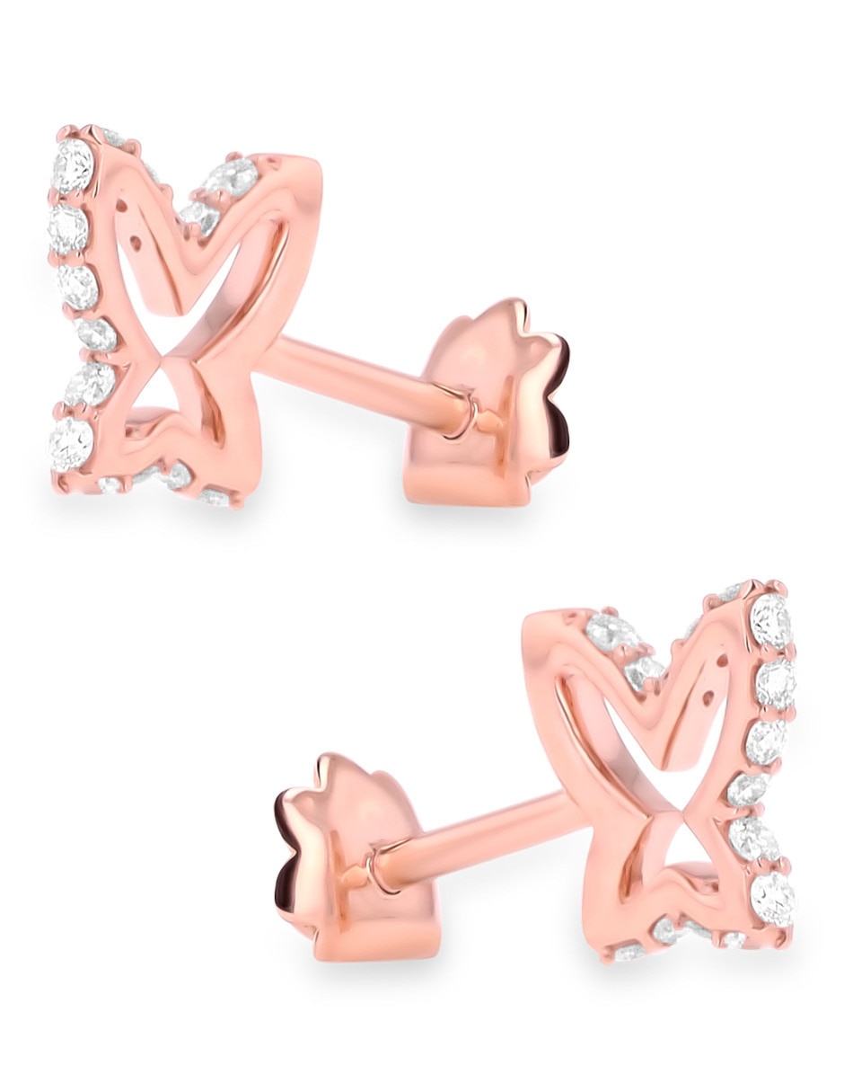 Corto de mariposa joyerias bizzarro taza de oro rosa 14 k con acabado brillante diamante