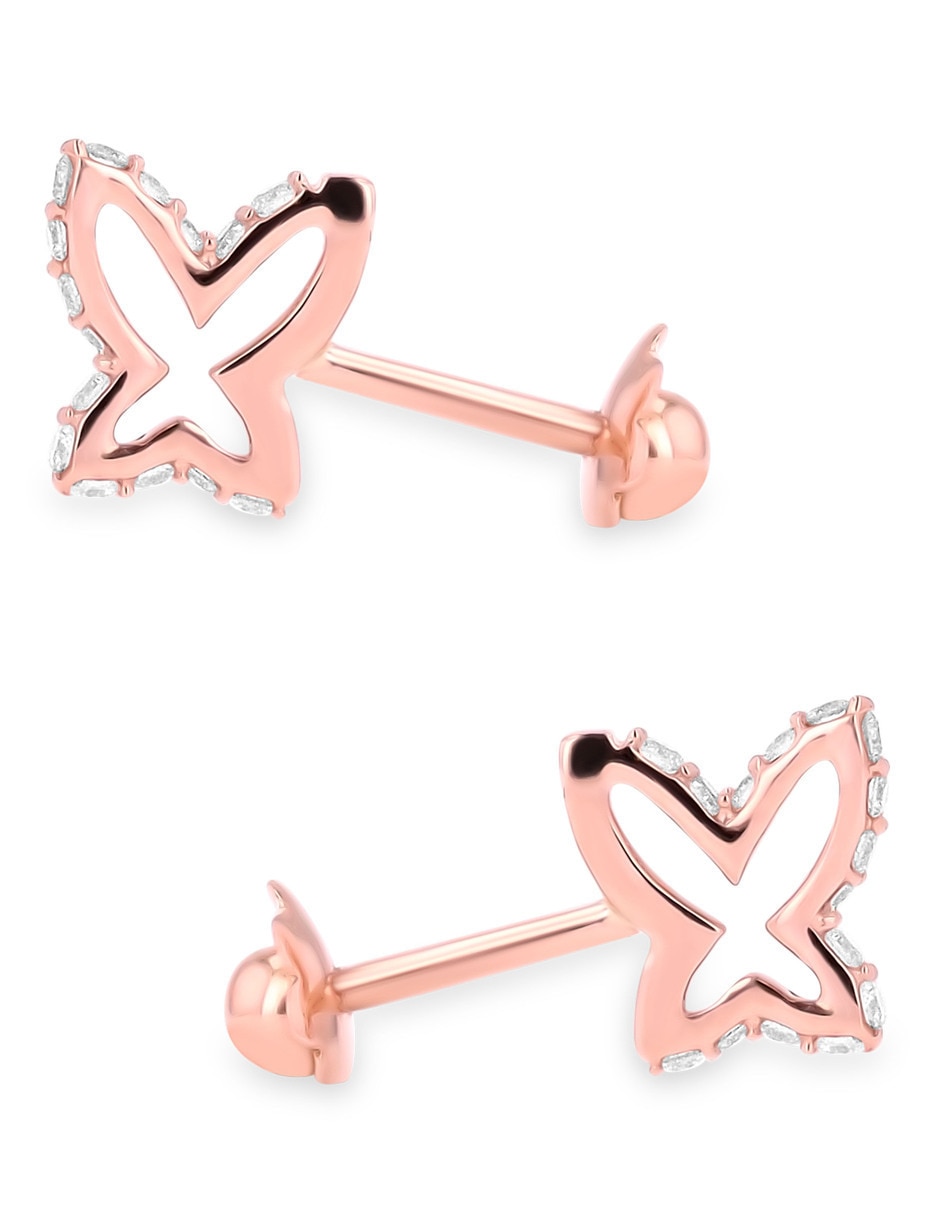 Corto de mariposa joyerias bizzarro taza de oro rosa 14 k con acabado brillante diamante