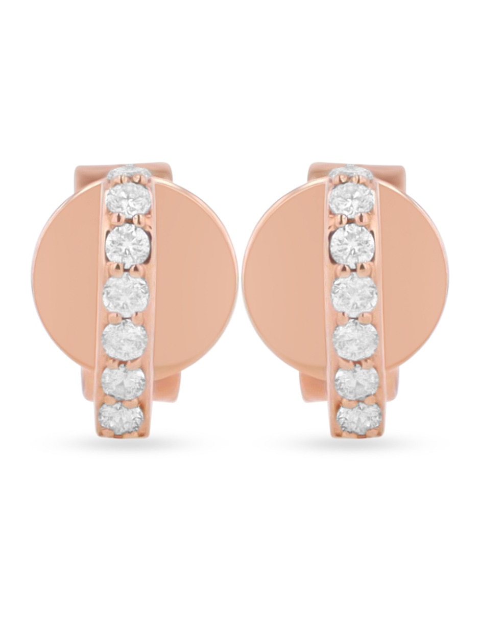 Corto de corazón taza de oro rosa 14 k con acabado brillante diamante