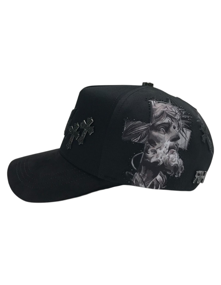 Gorra visera curva snapback casual Rico La cruz total black para hombre