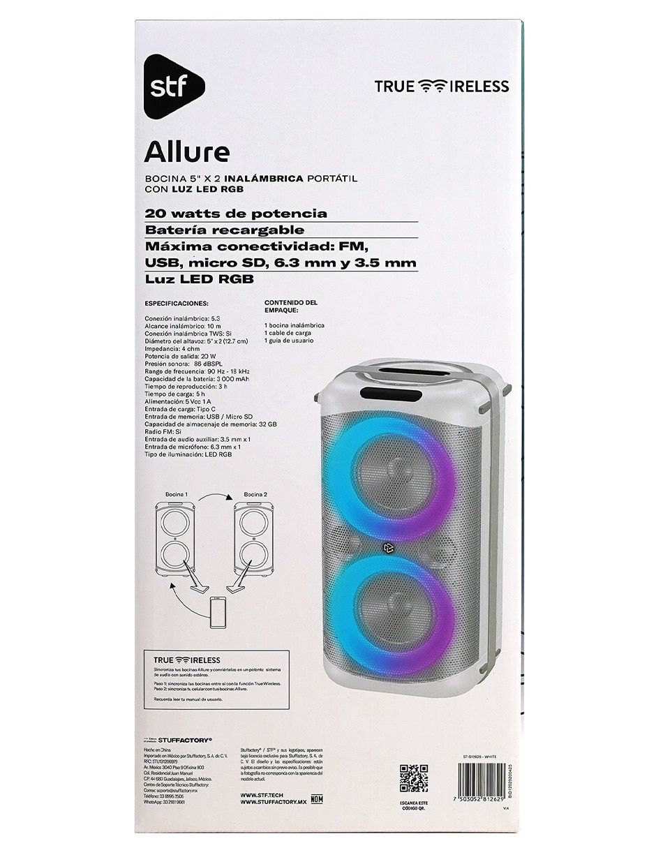 Bocina portátil allure 5x2 12