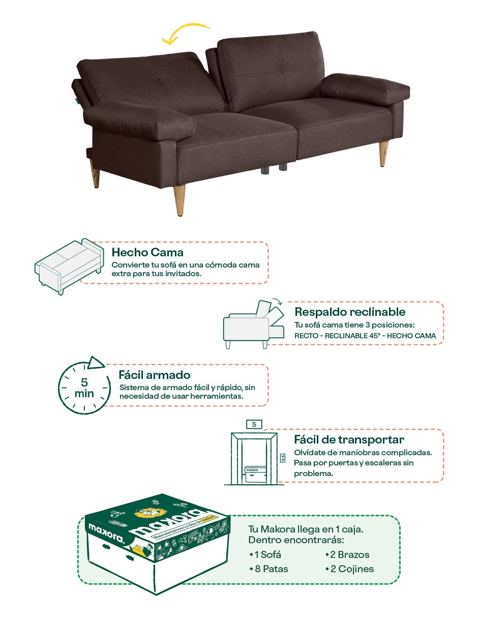 Sofa cama armable Yarvis con soft foam de lino 10